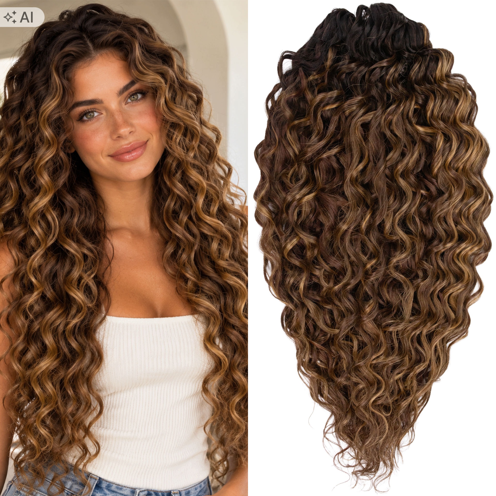 Vlasy Afroloki Jessica Pro 50cm 300g kaštanově hnědá blond pramínky odrost