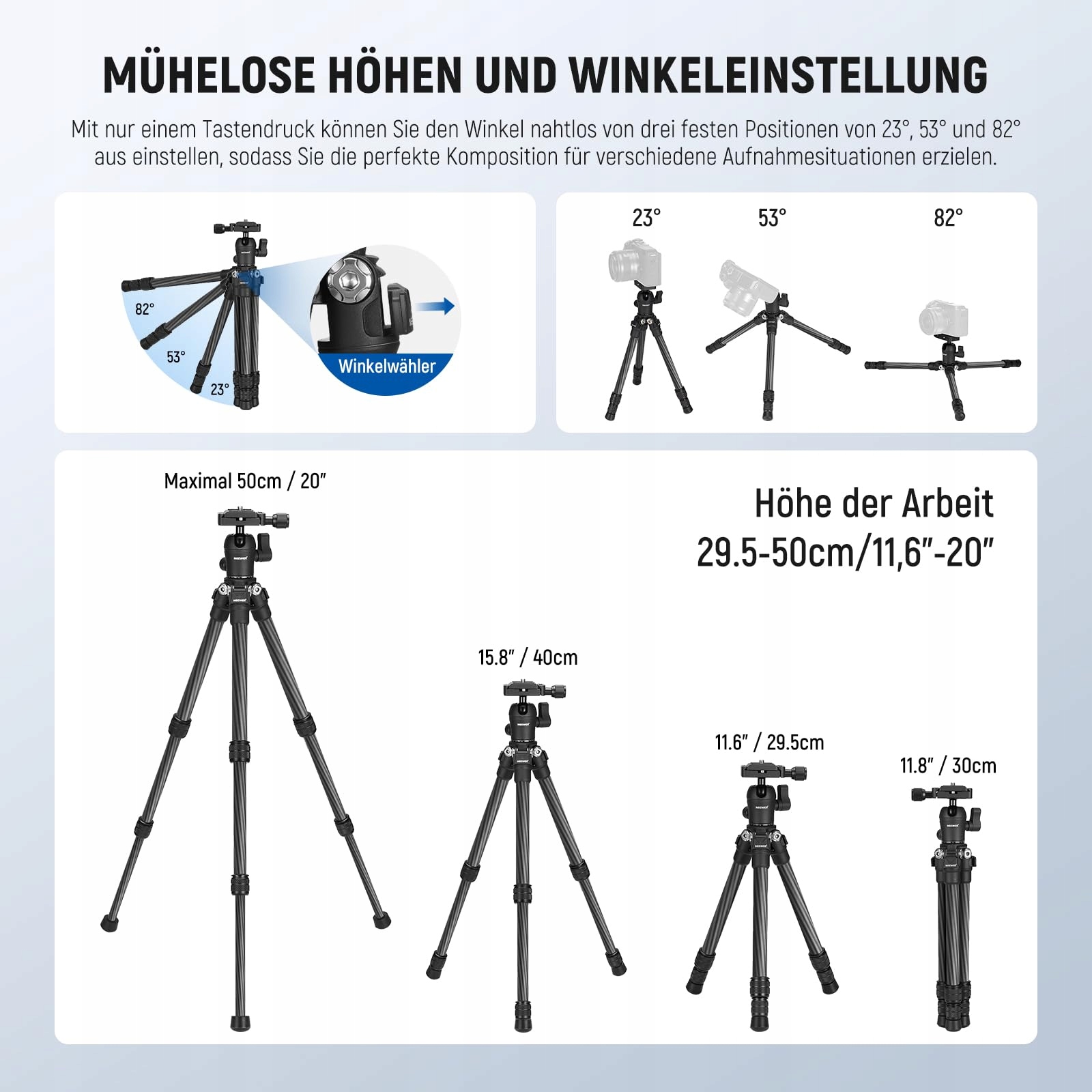 NEEWER TP09 Statyw Węglowy Mini 360° Głowica Telefon DSLR Kompaktowy — miniatura 2