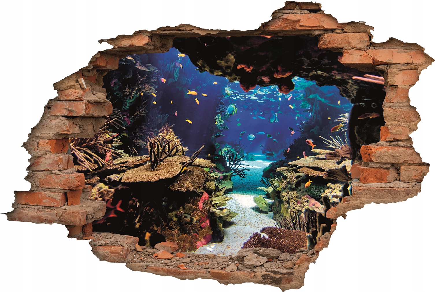 Fototapeta samoprzylepna 3D dziura Ocean w ścianie