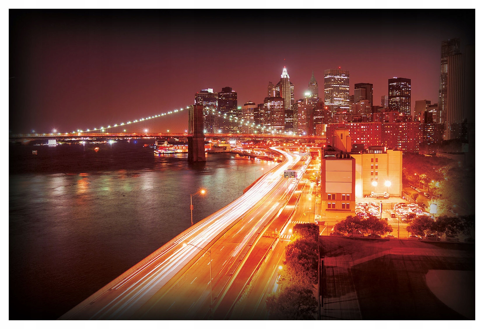 Fototapeta Brooklynský most New York v noci město loft 368x254 lepidlo