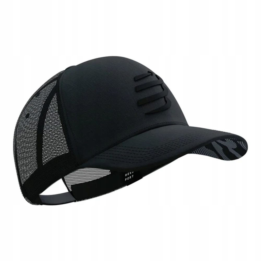 Compressport Czapka Sportowa Trucker Cap do biegania Black Logo odblaskowe