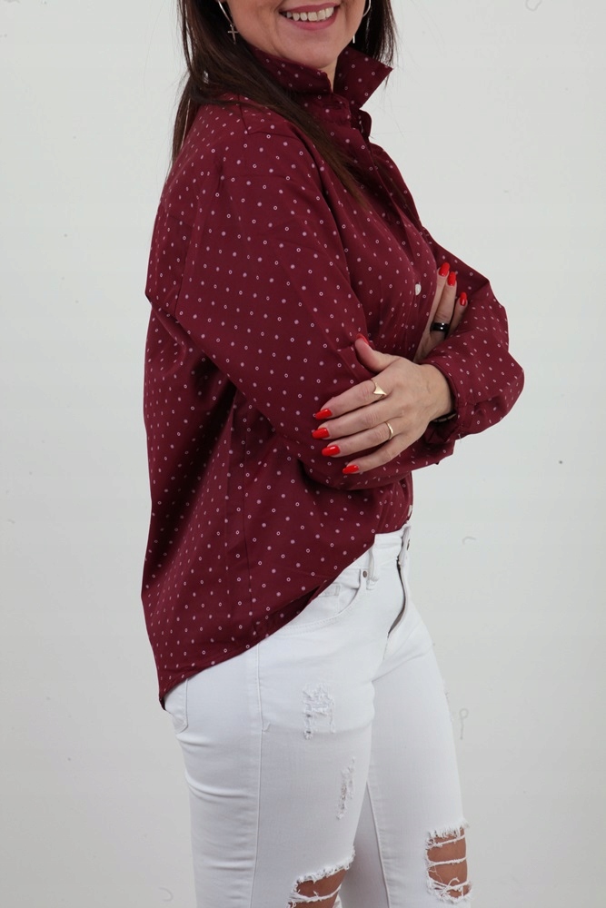 KLASYCZNA BORDOWA KOSZULA PROSTA CIEKAWY PRINT NADRUK *L/XL Rozmiar L/XL