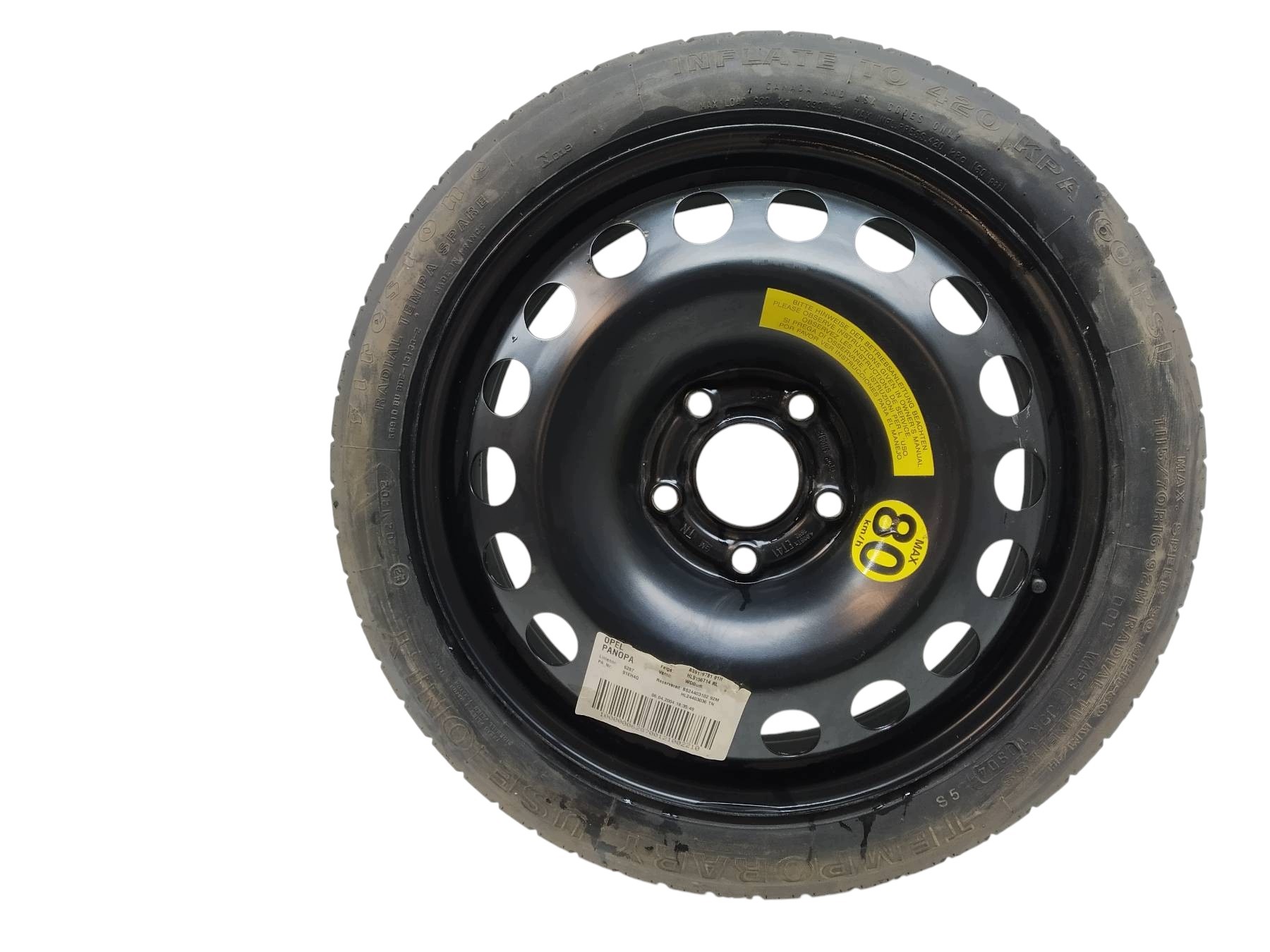 wheel spare R16 5X110 ET41 OC64 4.00B16H2 OPEL
