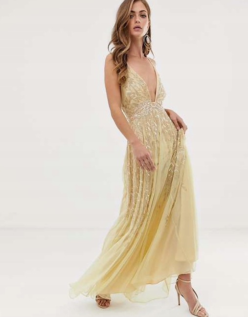 Zdobená Flitrová Tylová Šaty S Koktejlovým Designem 38 M