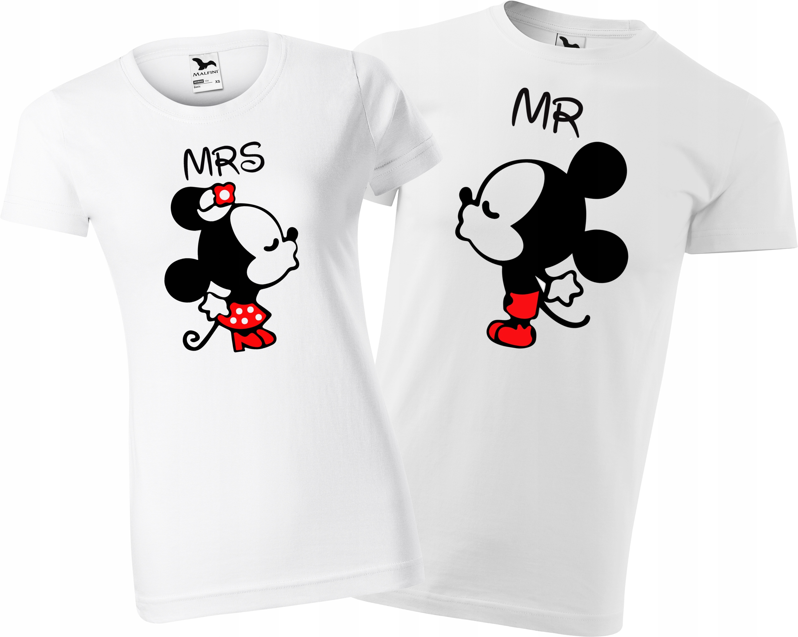 

Zestaw koszulek dla par Walentynki całus Mickey