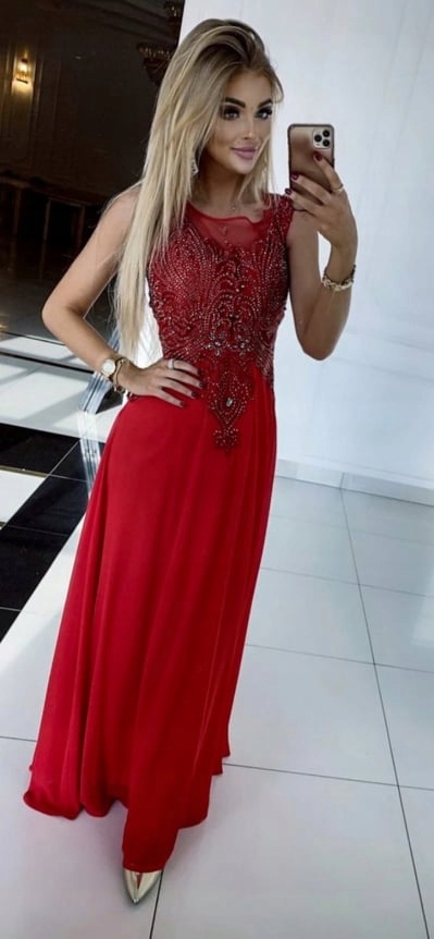 Šaty Červená Pretty Women zirkony vel 34