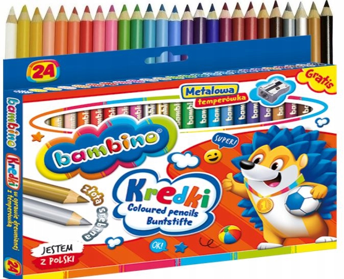 

Kredki Bambino 24 Kol Grube Złota+srebrna