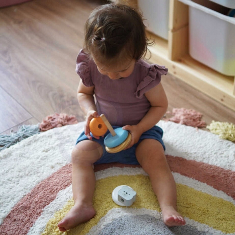 DREWNIANA PIRAMIDKA UKŁADANKA EDUKACYJNA MONTESORI Liczba elementów 1 szt.