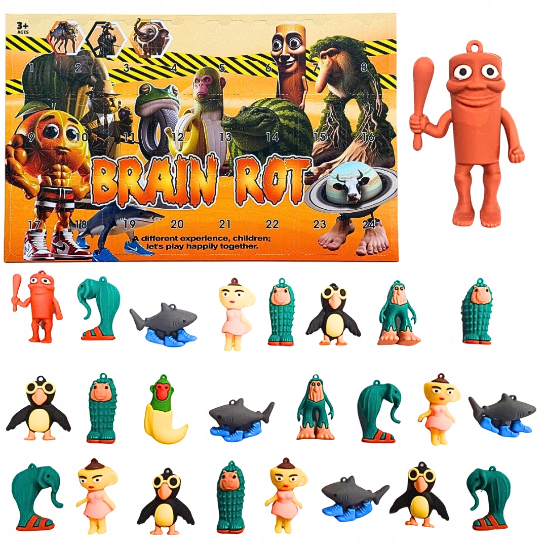 BRAIN ROT Advento kalendorius Žaislai Figūrėlės Raktų pakabukai 24 vnt. DOVANŲ