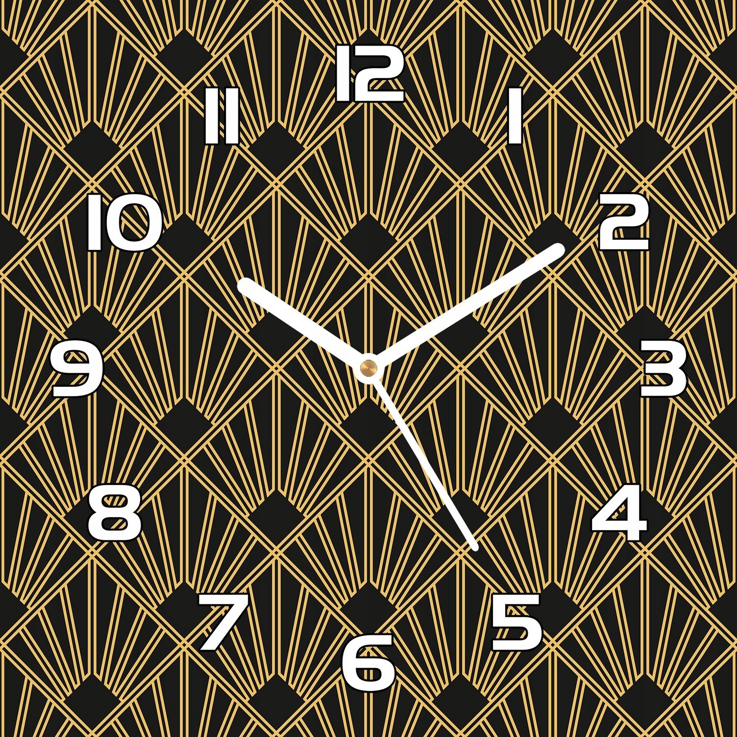 

Zegar na szkle Art Deco czarny i żółty 30x30 cm