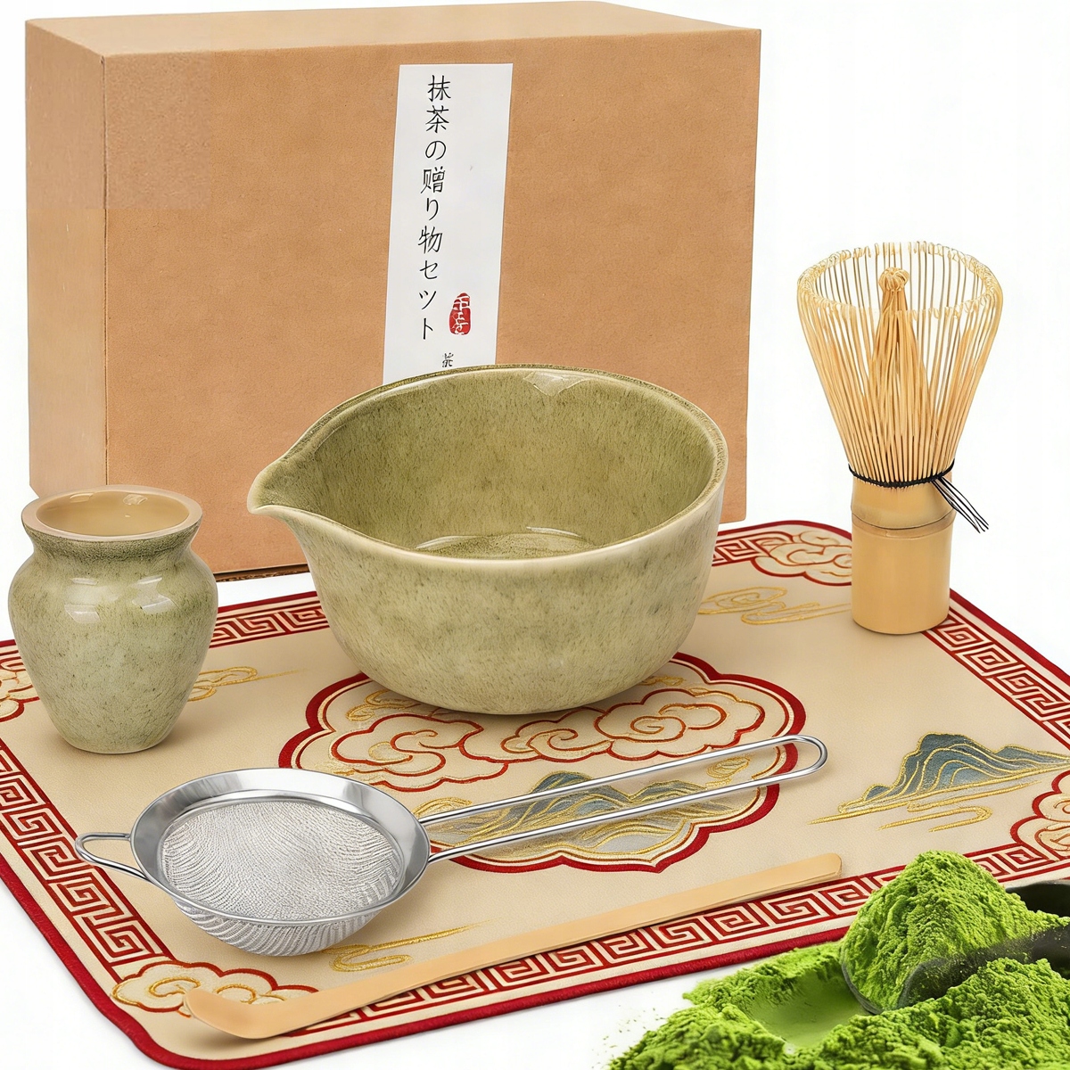 Levně 5-DÍLNÁ Sada Na Čaj Matchy, Metla, Miska, Chasen A Lžička