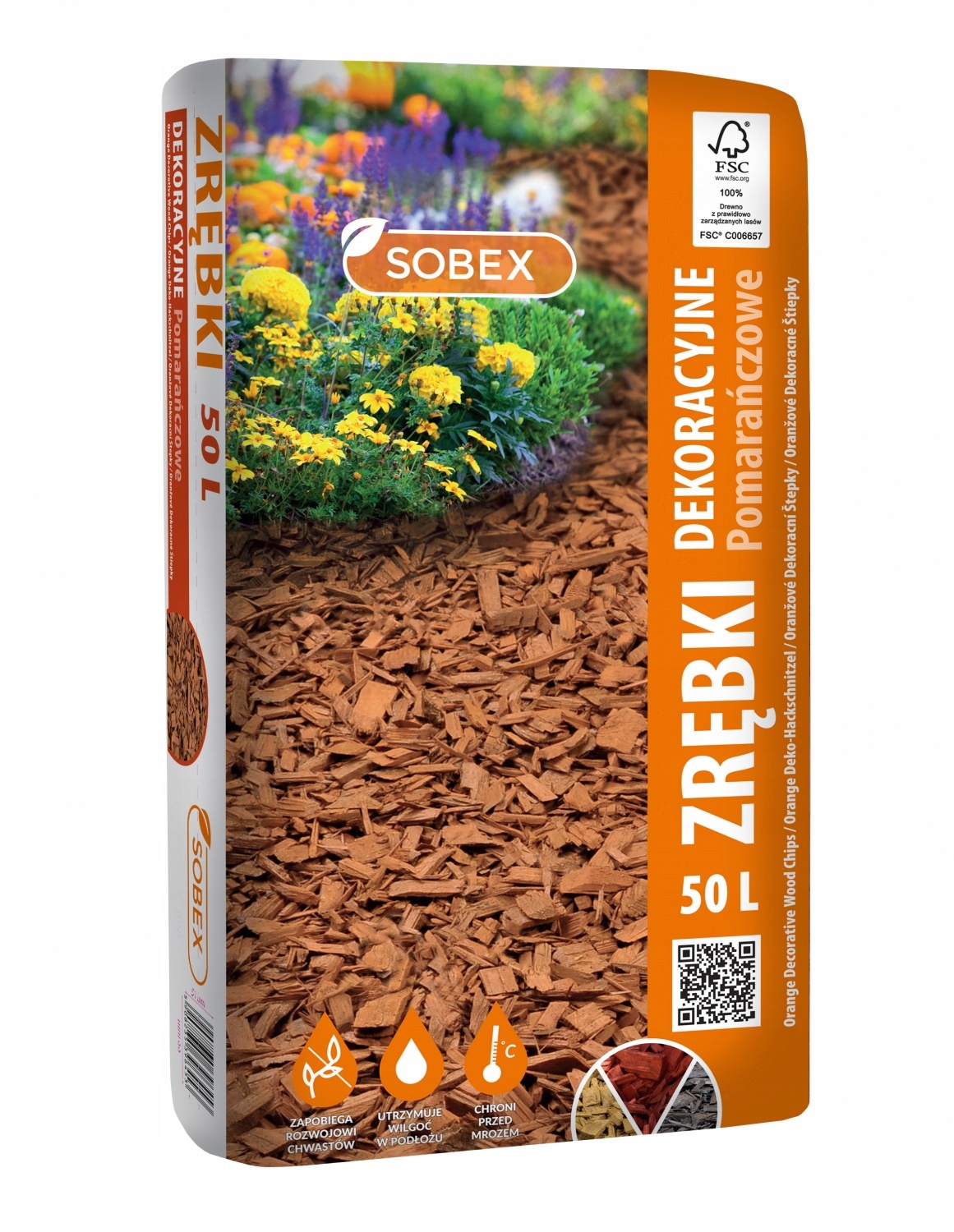 ZRĘBKI DEKORACYJNE KORA OGRODOWA POMARAŃCZOWA 50L Pojemność 50 l