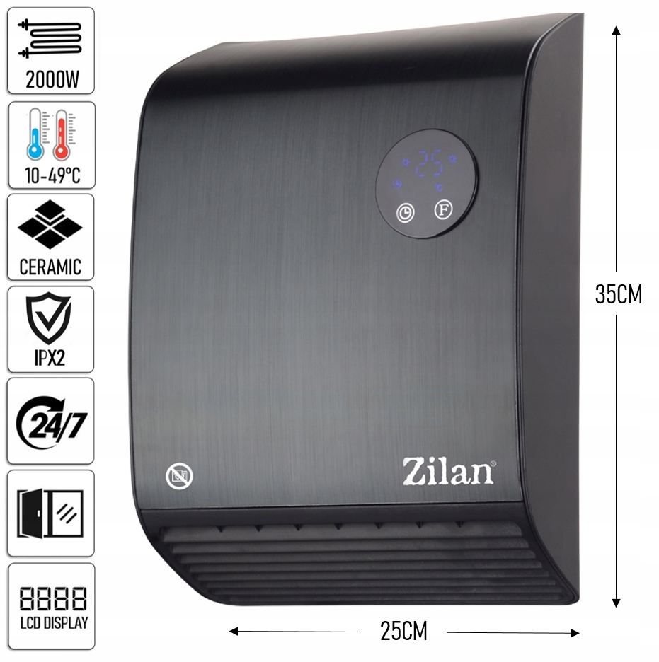 KURTYNA POWIETRZNA 2000W DOM ŁAZIENKA LED IP21+PILOT Kod producenta ZLN-5633