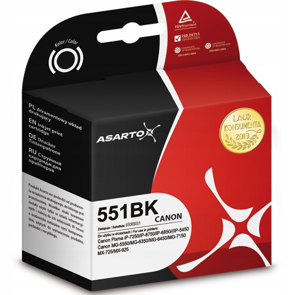 

Tusz Asarto do Canon CLI551 iP7250/8750 Black Foto