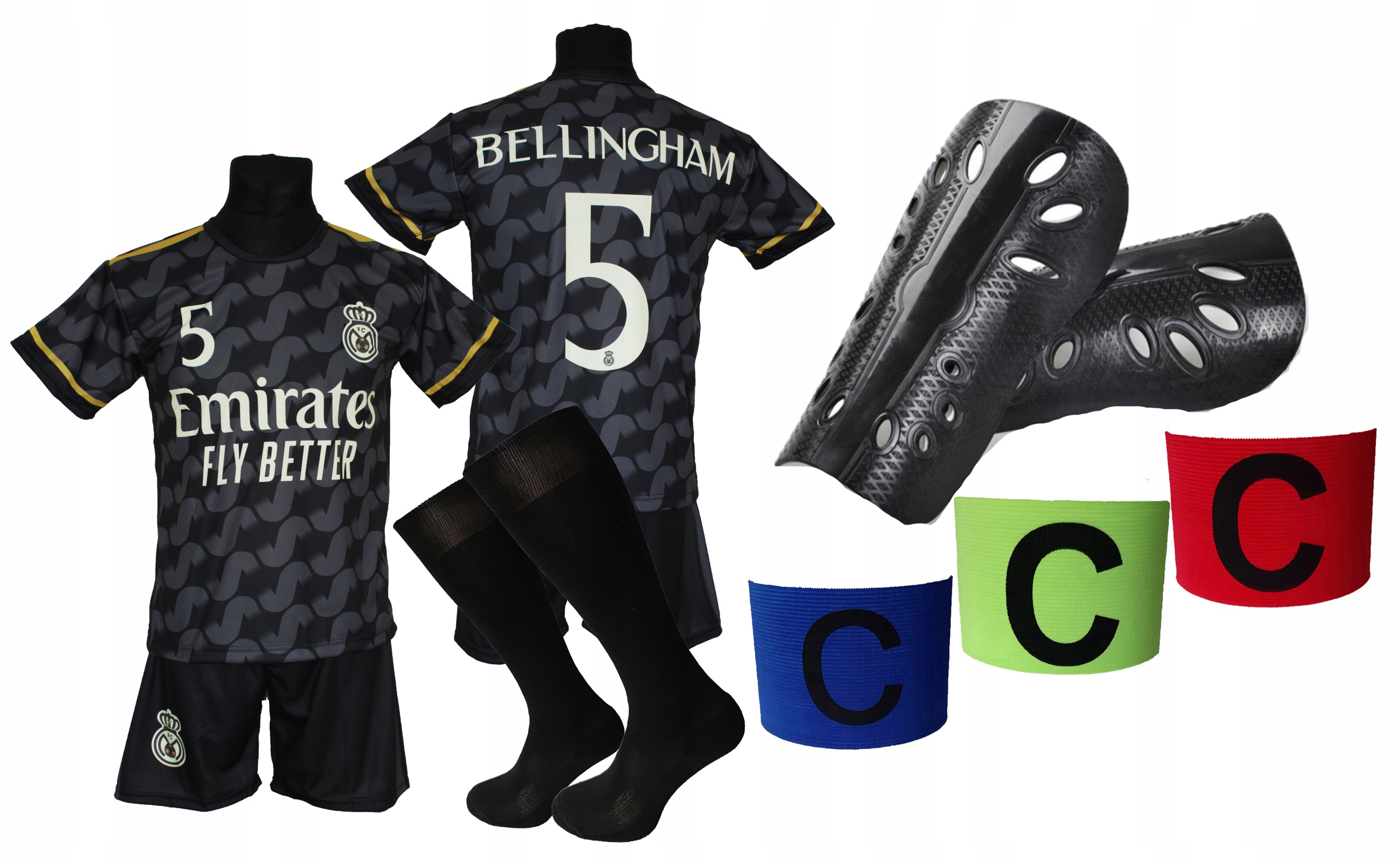 Dětské fotbalové oblečení Bellingham štulpny doplňky Madrid Oo 158