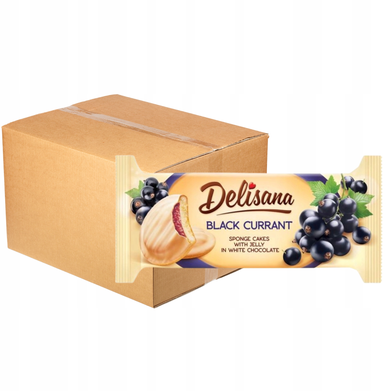 Levně Delisana Sušenky s želé s příchutí rybízu a bílou čokoládou x 28 ks