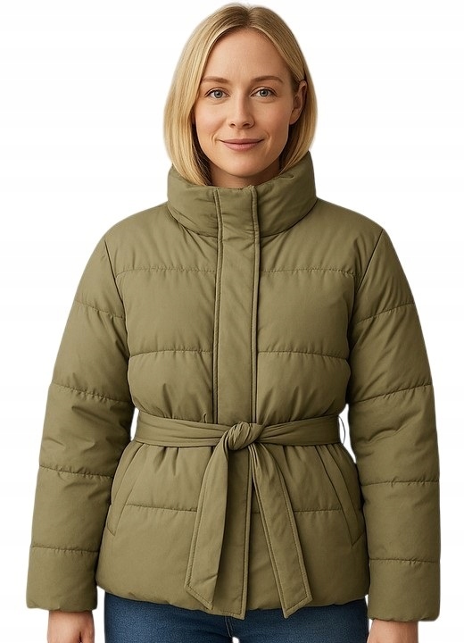 Dámská prošívaná bunda Na-kd khaki, zateplená, vel. 36