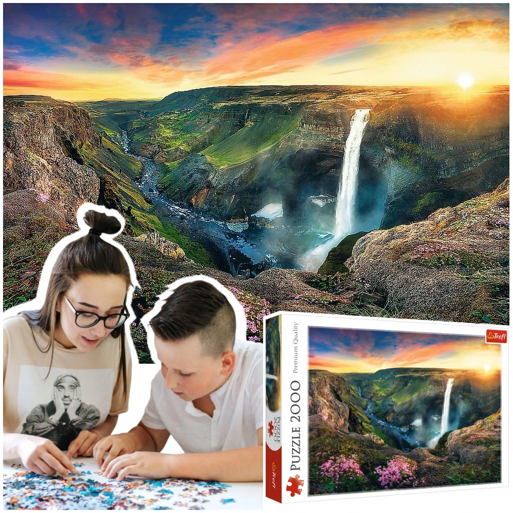 Trefl puzzle Wodospad Haifoss Islandia krajobraz 2000 elementów-Zdjęcie-0