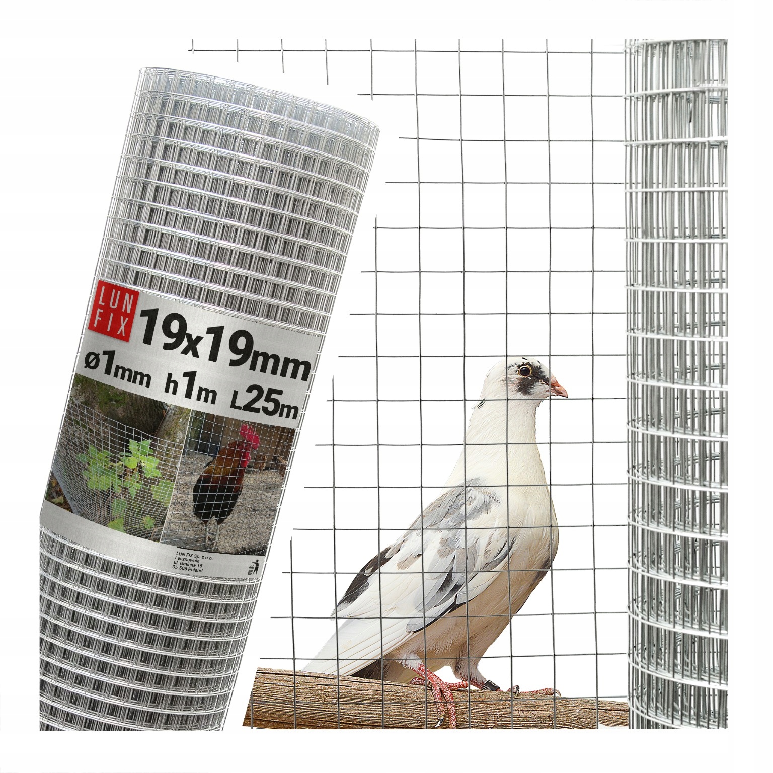 Síť na klec pro papoušky ptáky 1x25 m, kovová, pozink, 19 x 19