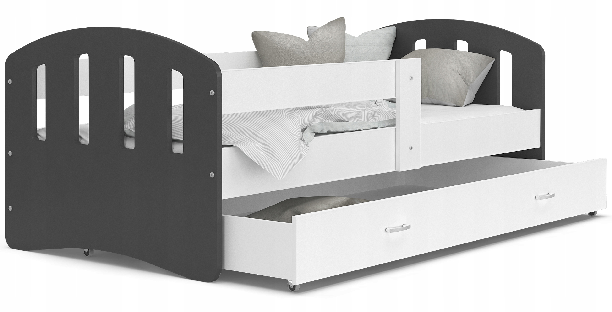 

Łóżko dziecięce 180x90 biały/szary Happy