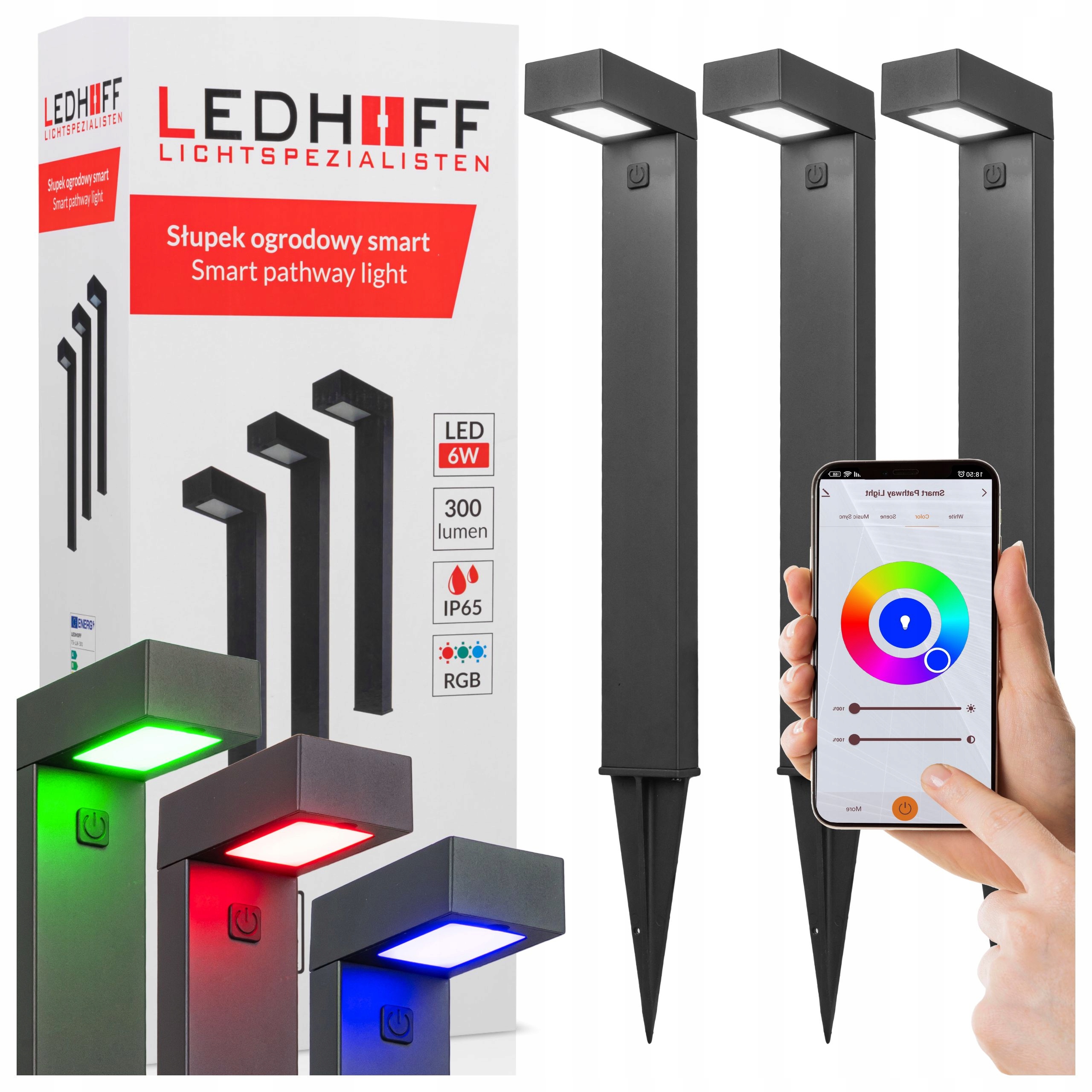 Lampy ogrodowe wbijane Słupki Led do ogrodu 3x Słupek lampa aplikacja Smart