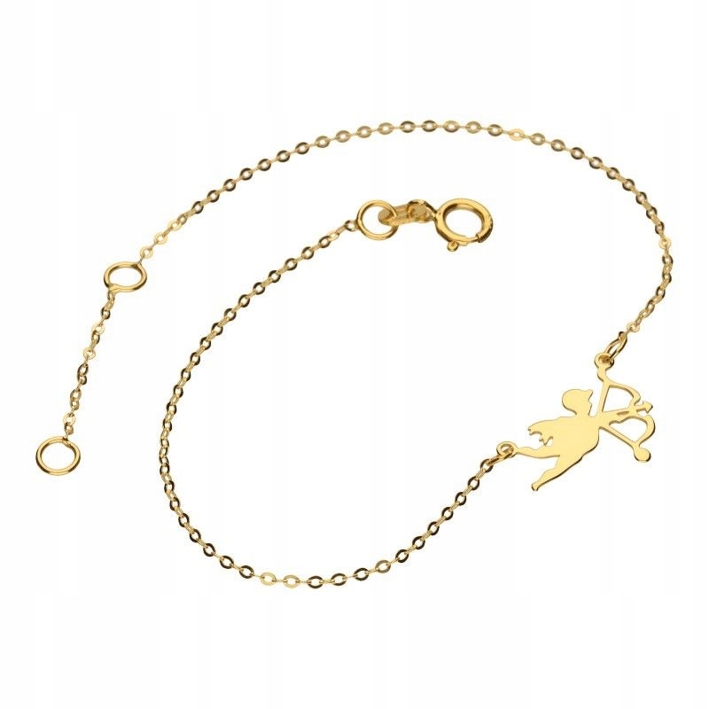 Zlatý dámský náramek 585 celebrity s přívěskem andílek amorek 14 Kt