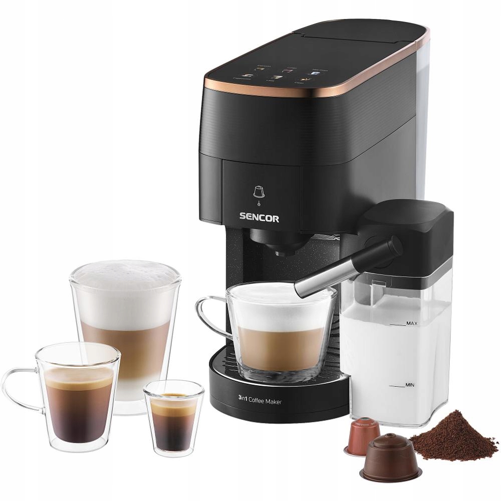 Mini Ekspres Kapsułkowy Nespresso Uniwersalny Kawa Mielona Sencor 3000BK