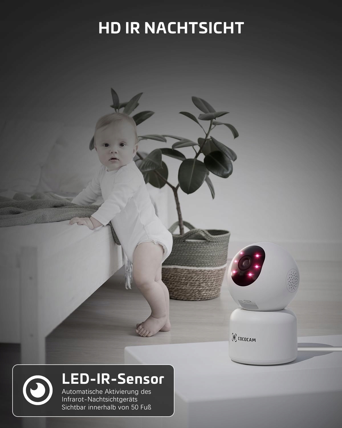 COCOCAM Kamera Wewnętrzna 5MP WiFi 24h Nagrywanie Ruch Audio Alexa — miniatura 8