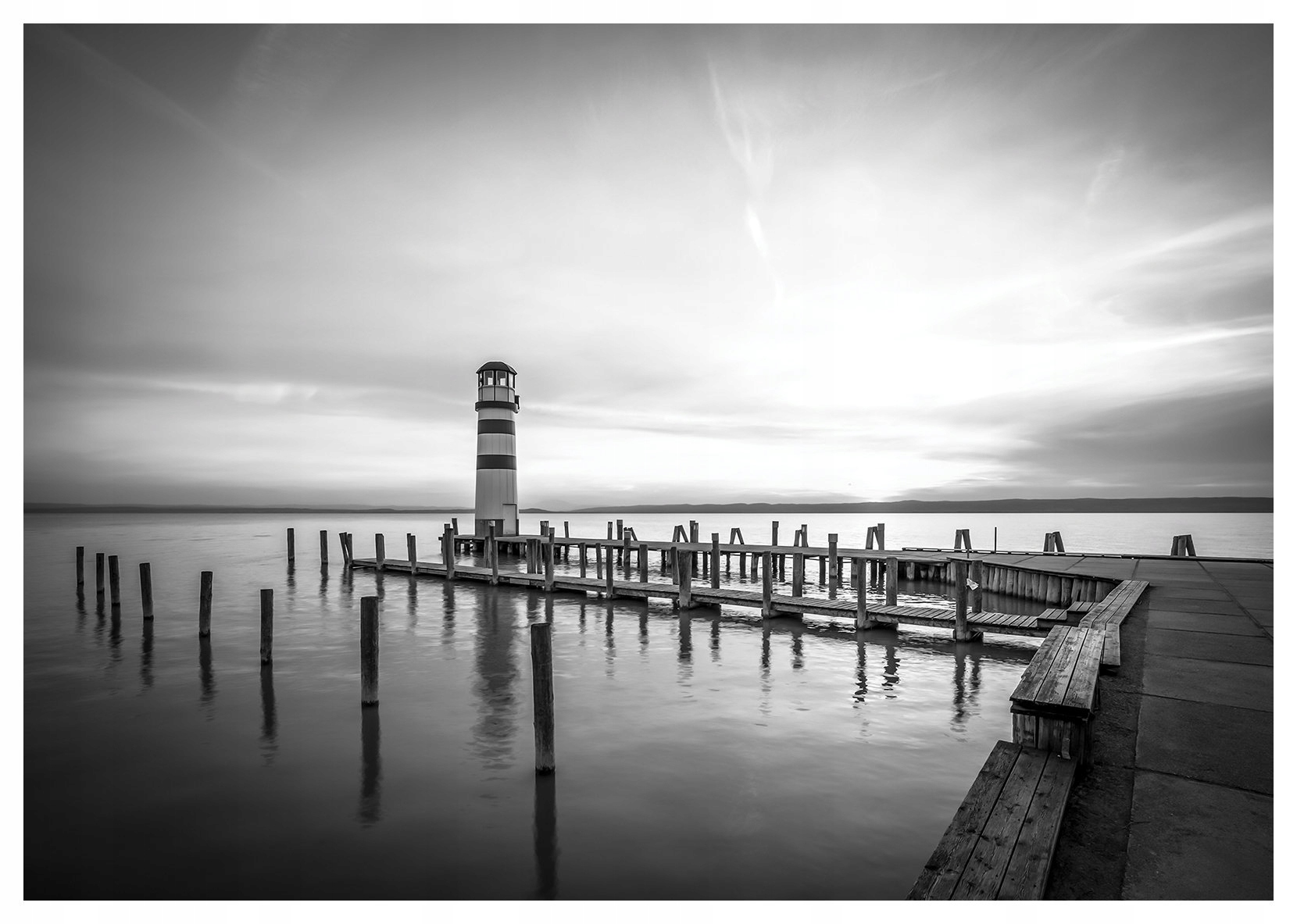 Fototapeta Jezero s majákem krajina relaxace 416x290 mraky lepidlo