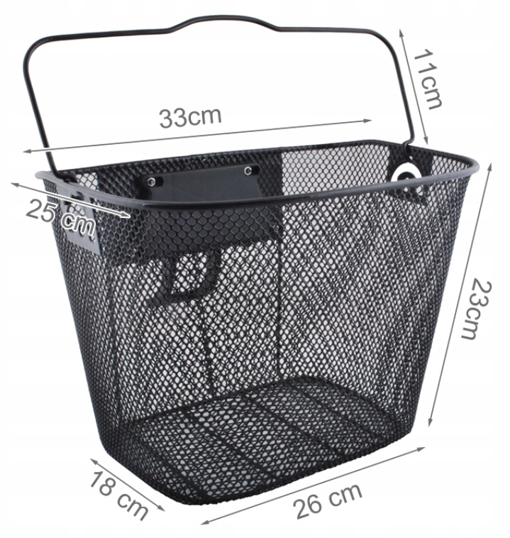 DUŻY KOSZYK NA ROWER METALOWY ROWEROWY KOSZ CLICK