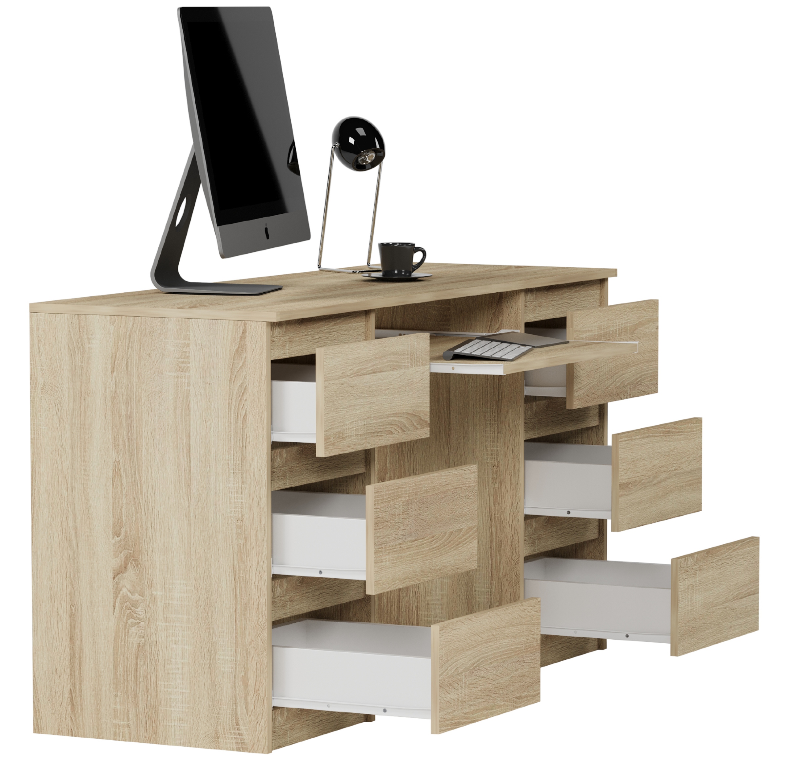 Meble Biurko komputerowe 6sz 135cm sonoma N32