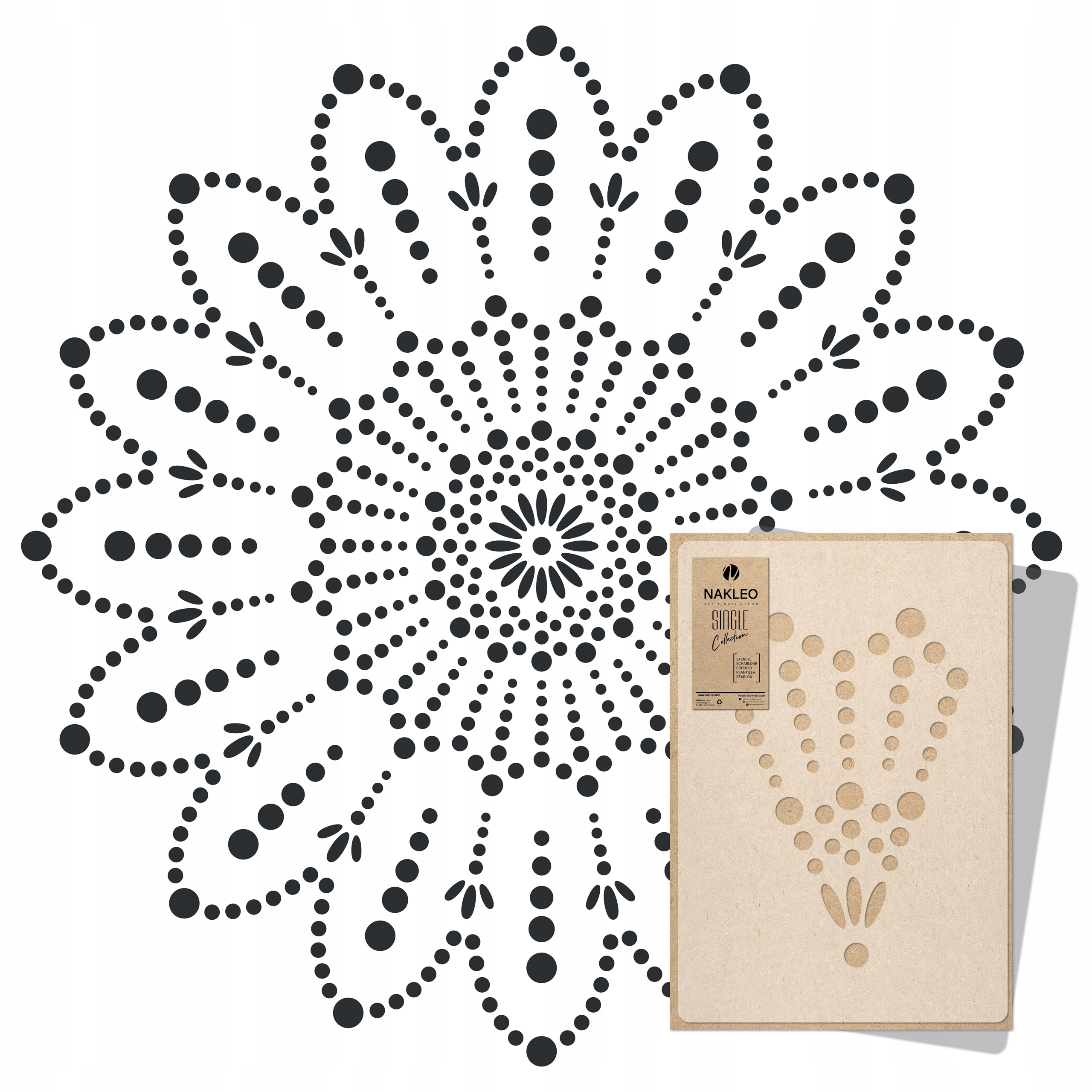 Malířská šablona Mandala XXL průměr 215 cm pro omítky Opakovaně Použitelný beton