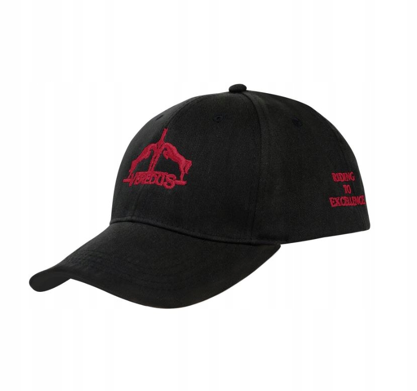 Czapka z daszkiem jeździecka Veredus ochrona przed słońcem czarna/czerwona