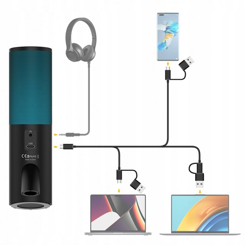 7Ryms SR-AT10 kondenzátorový mikrofon [usb-c Usb-a] černý