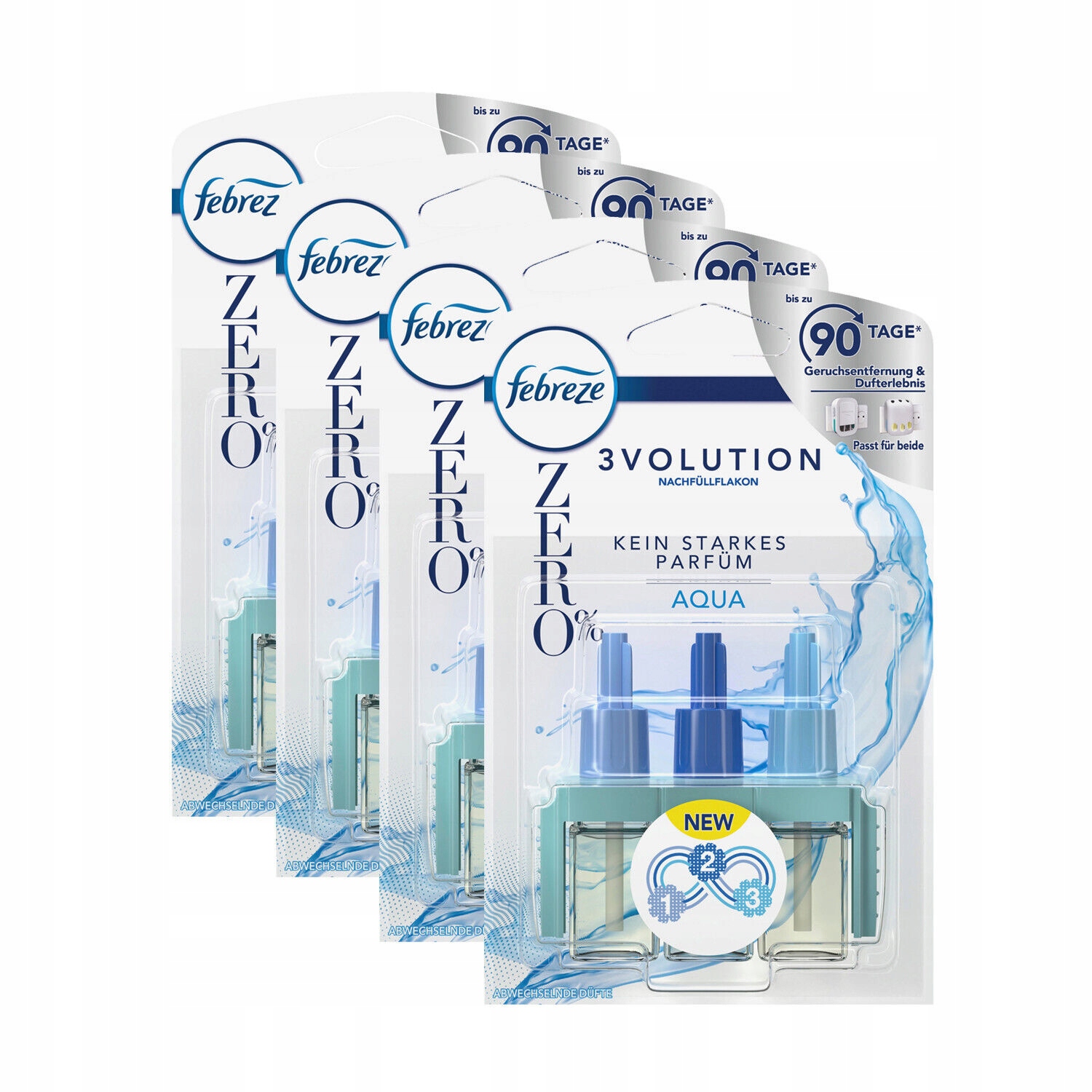 Levně Ambi Pur 3Volution Zero% Aqua náhradní náplň 4 x 20 ml na vodní bázi Novinka