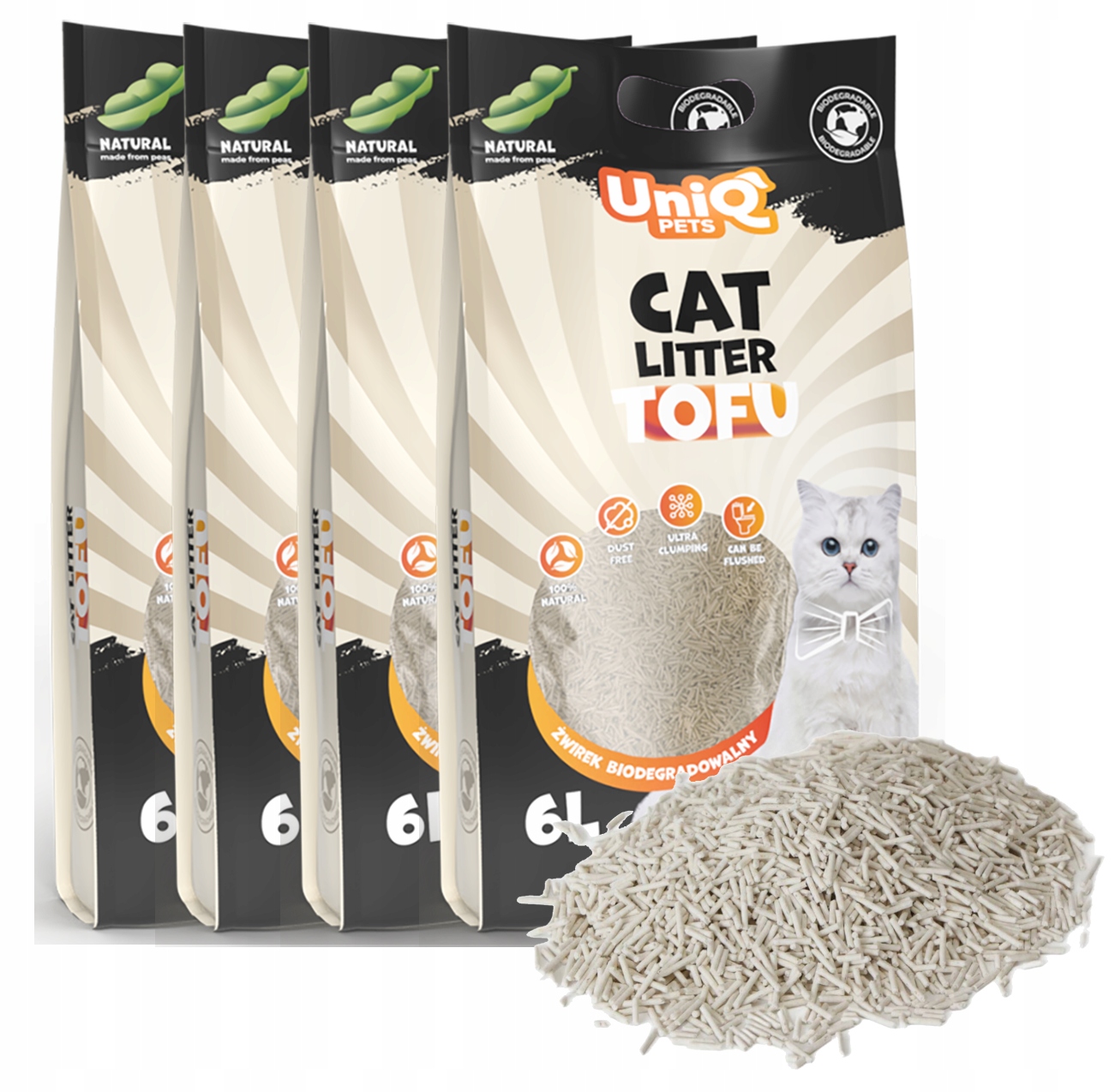 Żwirek tofu biodegradowalny naturalny ekologiczny 10 kg Uniq Pets