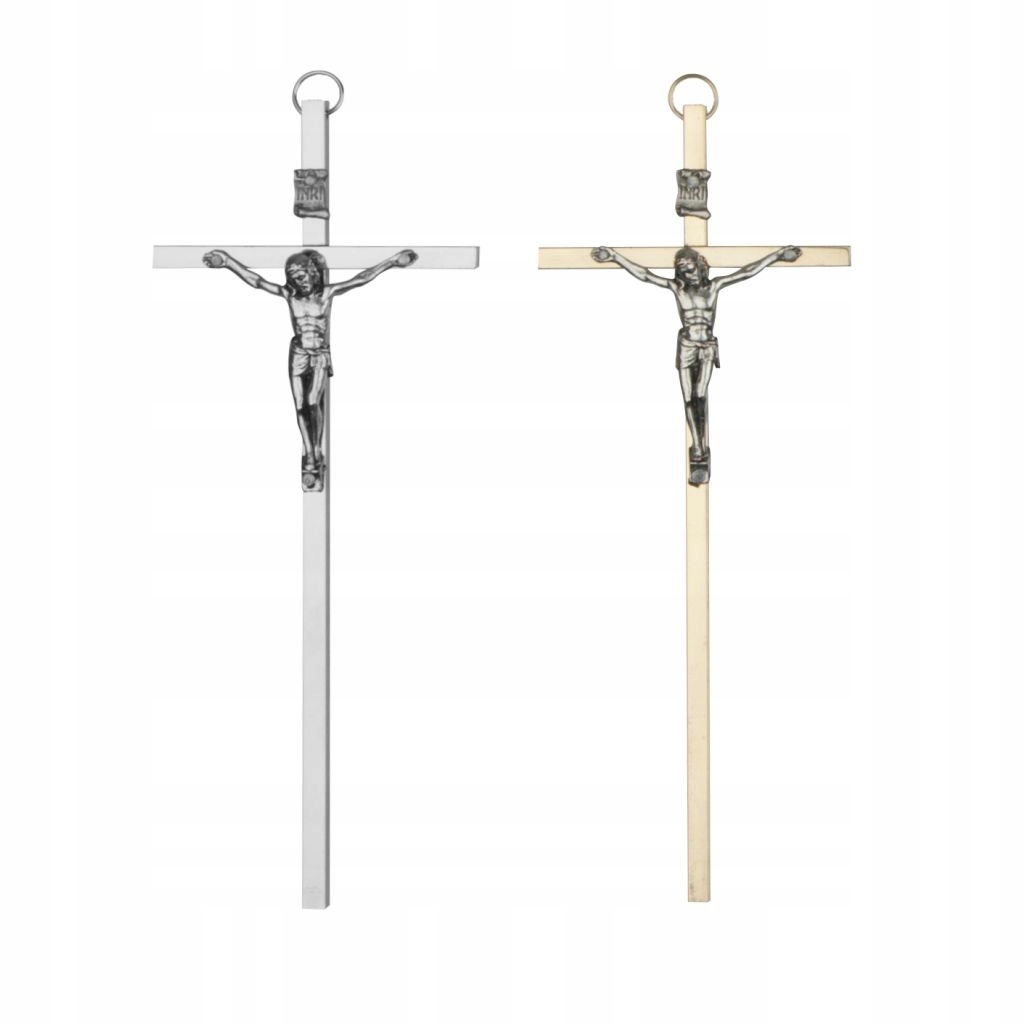 

18cm krzyż metalowy srebrny złoty na ścianę