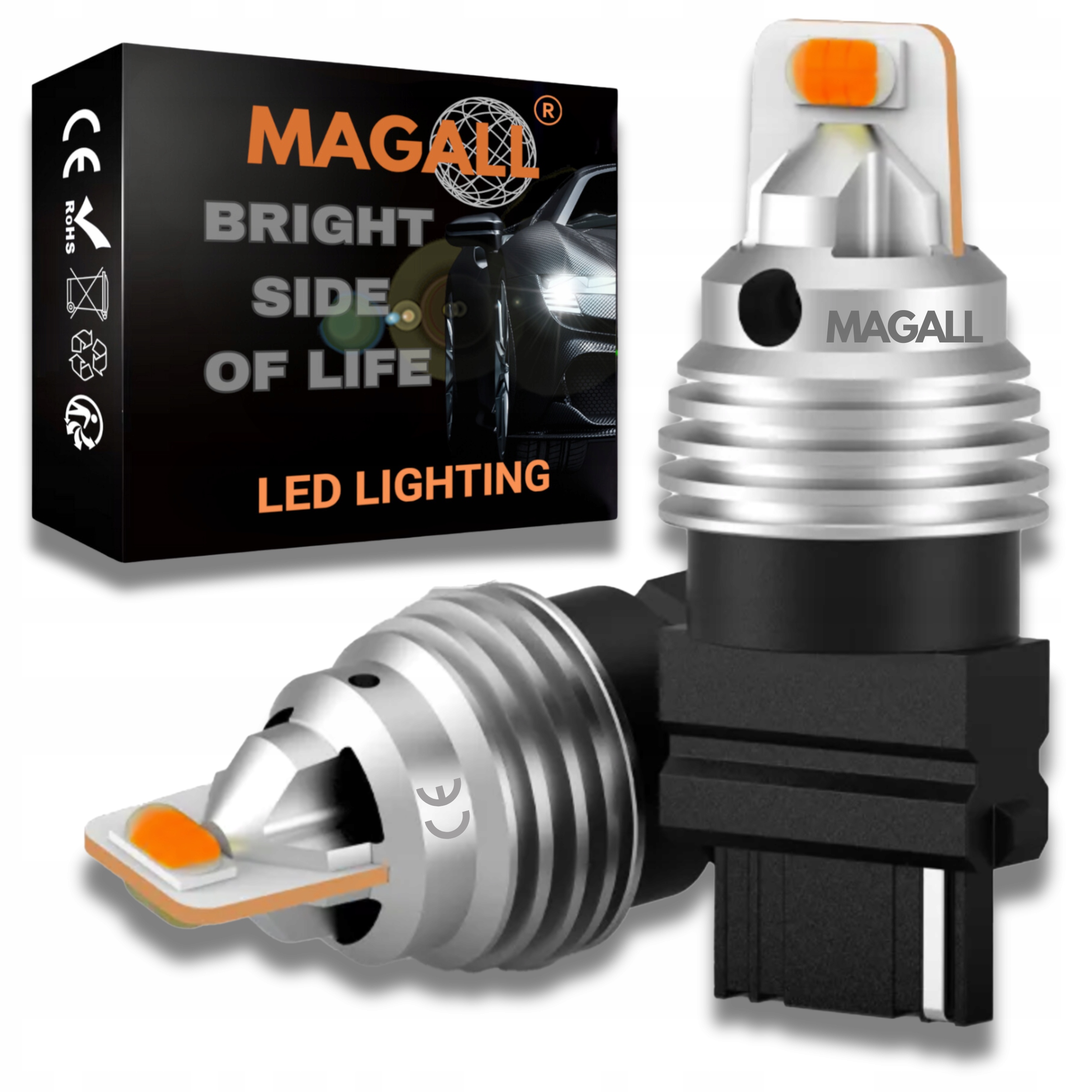 Żarówki Led P27W 3156 Magall Pomarańczowe Mocne Kierunkowskazy 12V