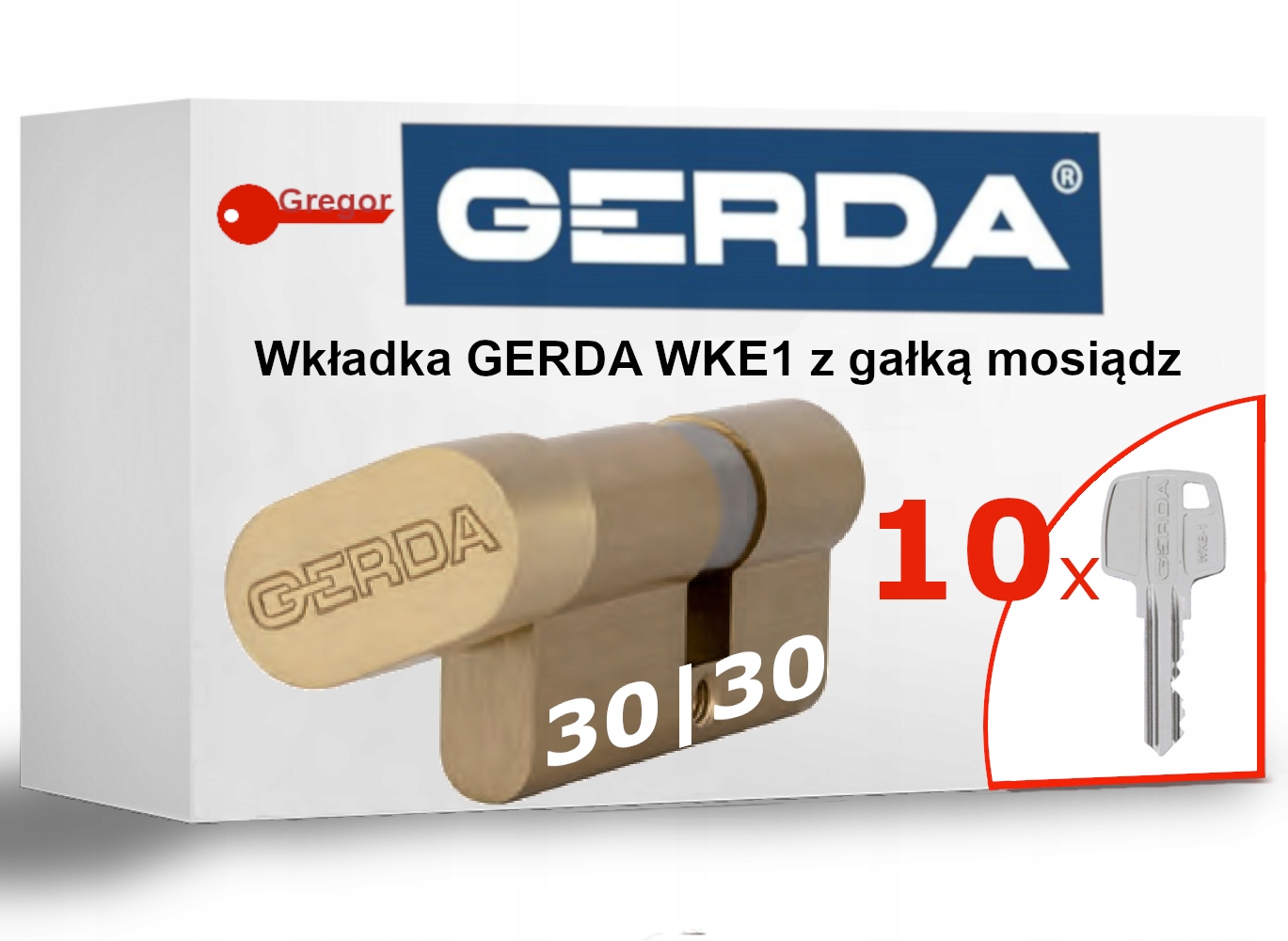 

Wkładka G30/30 z gałką Gerda mosiądz WKE1+10kluczy