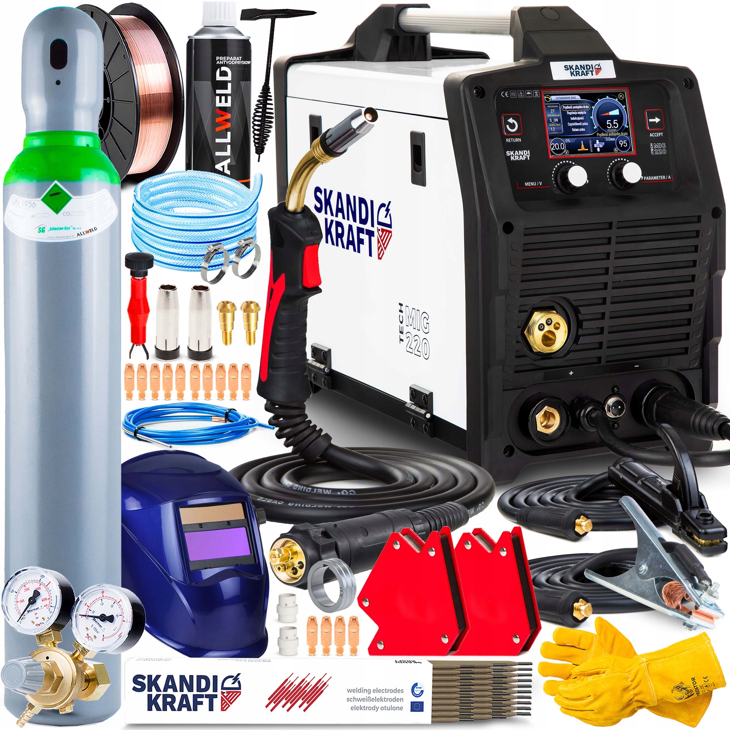 Svářečka Migomat Skandi Kraft Mig 220 Mag Mma Tig 230V 200A Igbt Auto 3V1