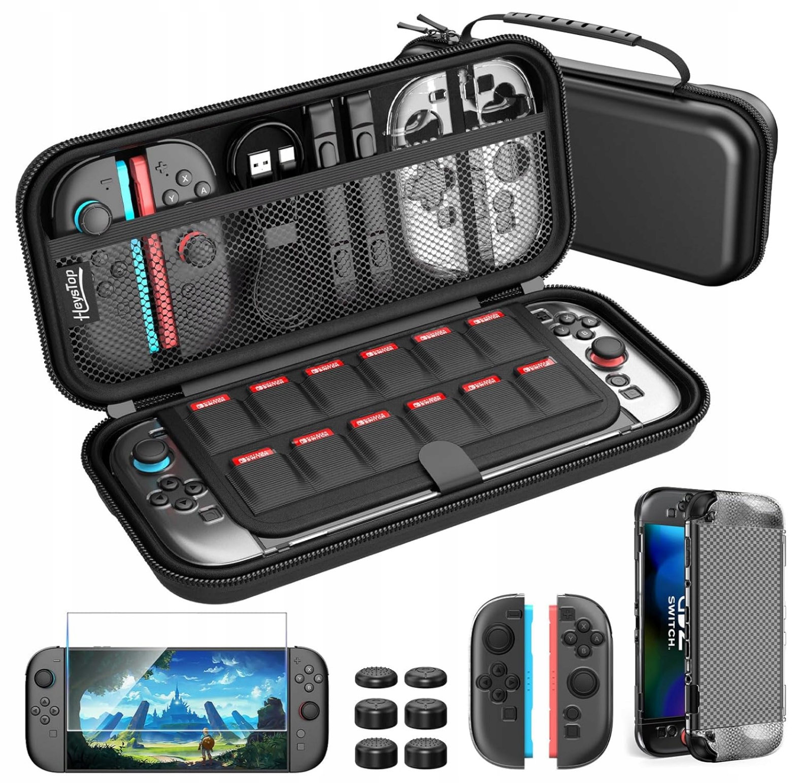 Etui Nintendo Switch 2 Case TPU Szkło Nakładki Analog Zestaw Akcesoriów