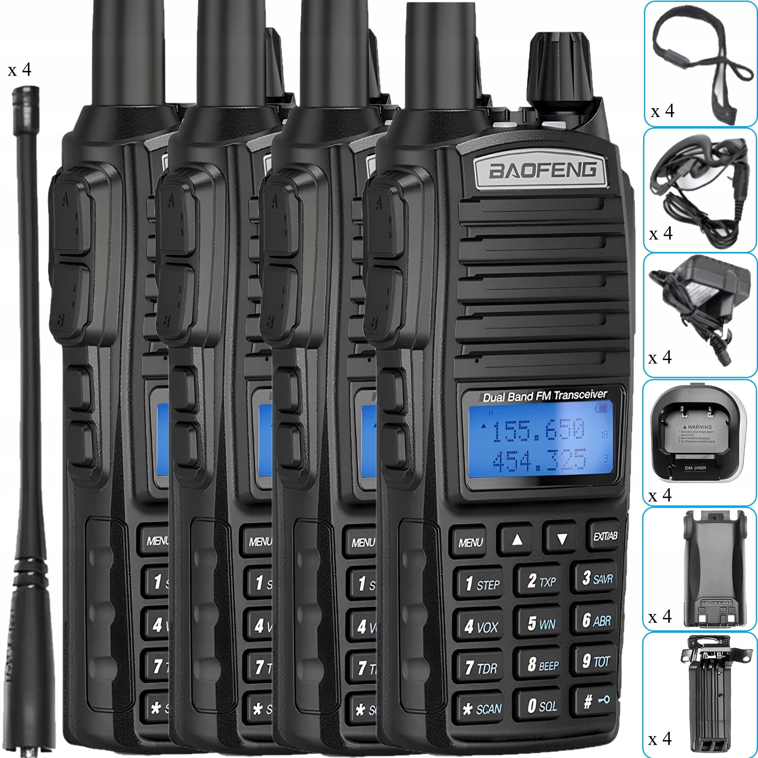 Krótkofalówka Baofeng UV-82 5W 4 szt. z wyświetlaczem podświetlanym