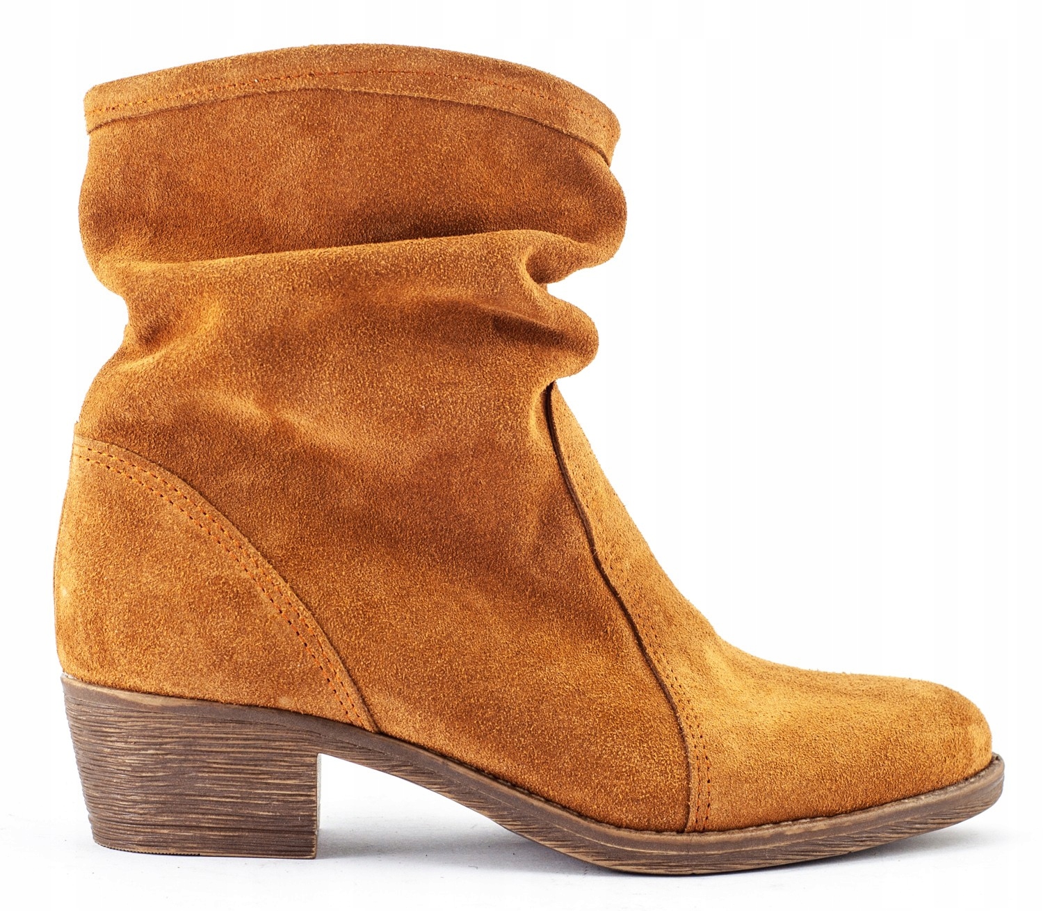 

Botki Na Obcasie Skórzane Polskie Mona Rude 41