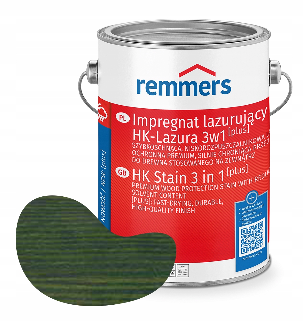 Remmers HK-Lazura 3v1 Plus Impregnát na dřevo, Lazura 10L Tmavě zelená