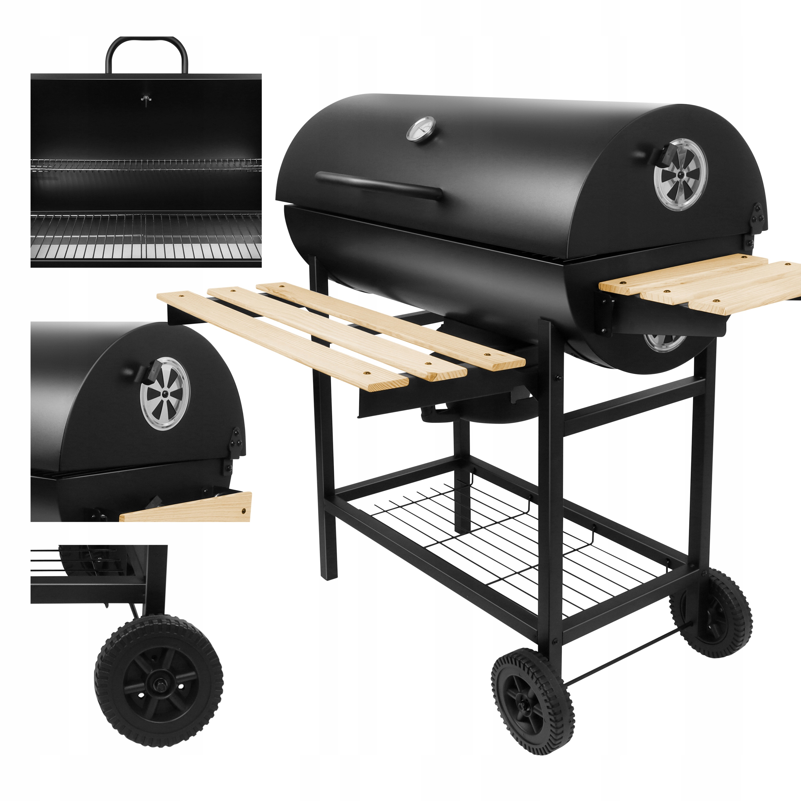 Grill Węglowy Duży Z Pokrywą Ogrodowy Mark Adler Ruszt Popielnik Termometr