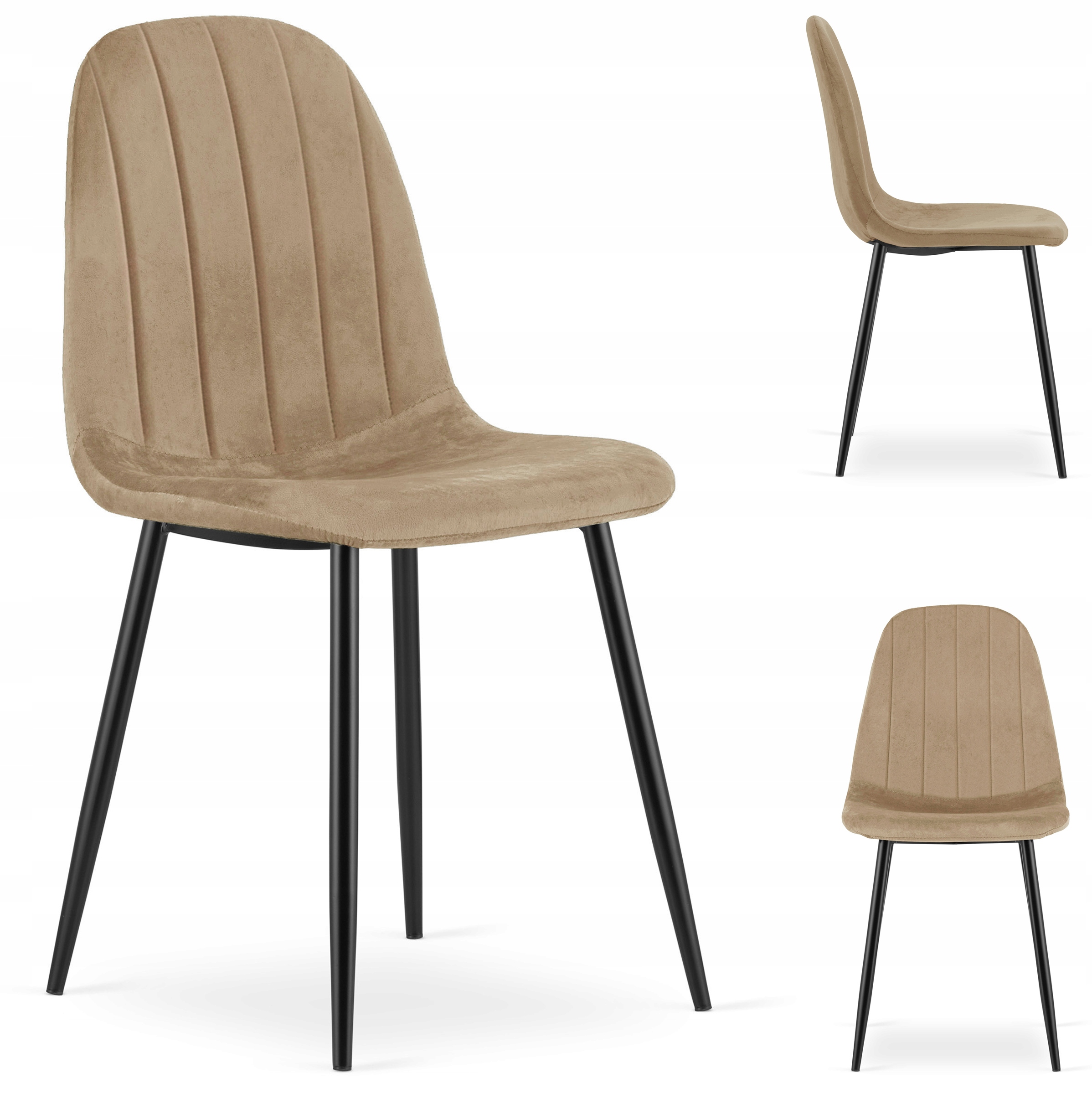 KRZESŁO TAPICEROWANE WELUROWE VELVET DO SALONU KUCHNI JADALNI ROKA Brązowe