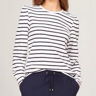 Tričko Tommy Hilfiger s klasickými pruhy, bílé, s dlouhým rukávem, S (nové)