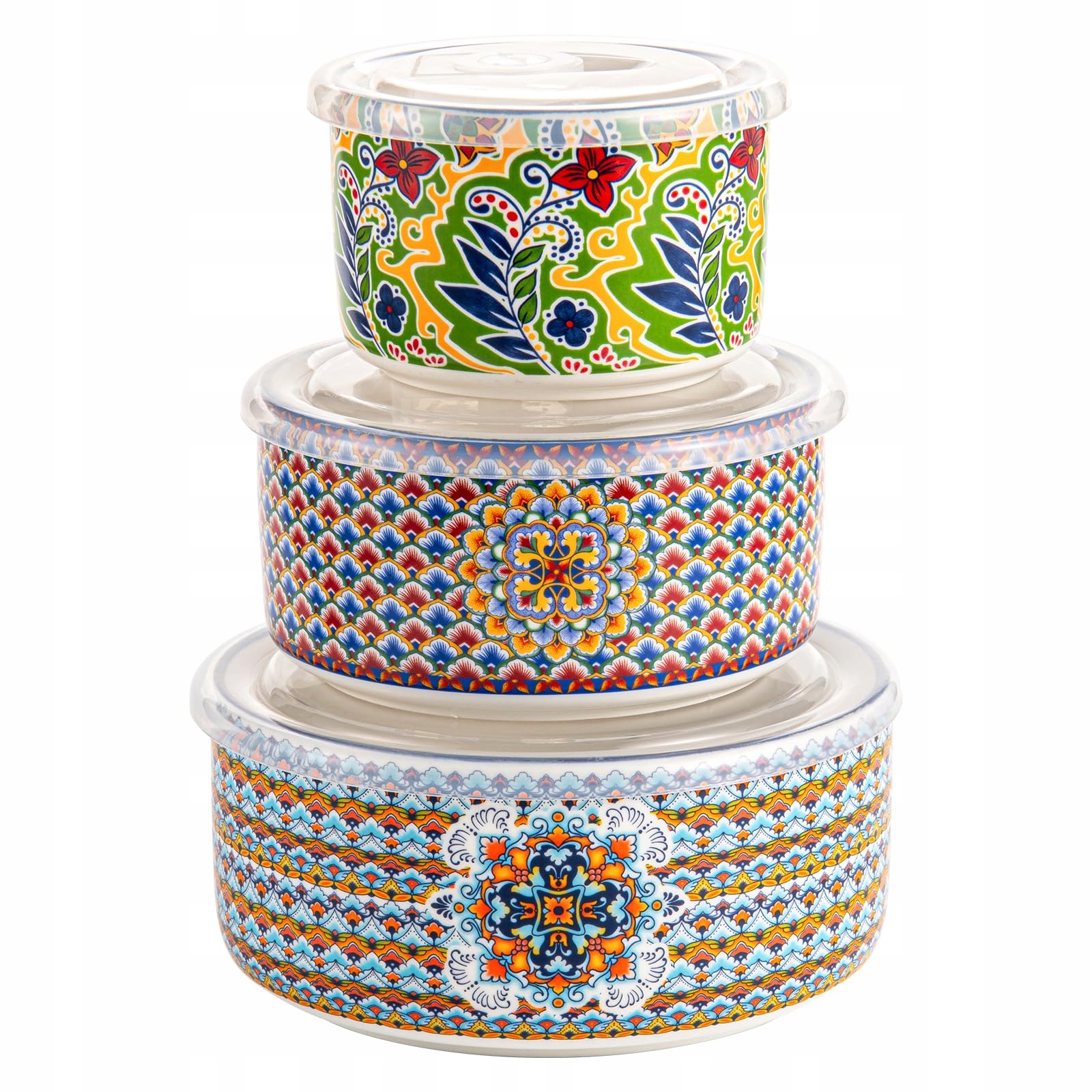 Misky na servírování s víčky Sada 3 kusů Boho Style 330 600 950 ml
