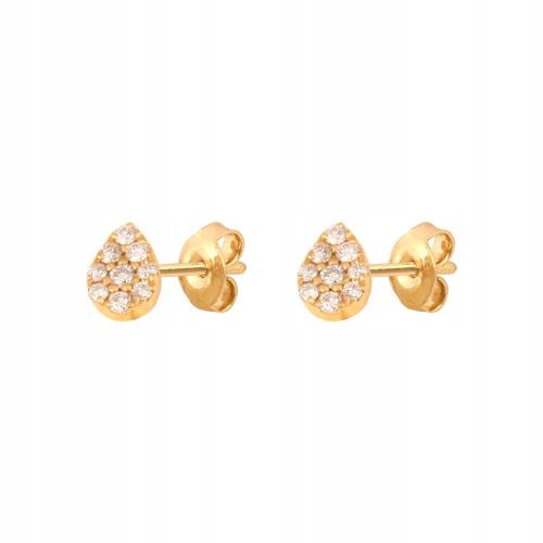 Dámské zlaté náušnice 585 slzy s brilianty 1.40g stylové od klenotníka 14k