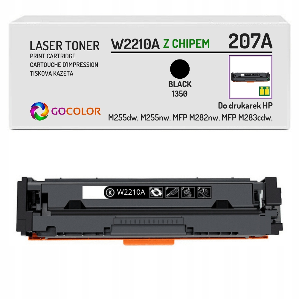 Nowy Toner 207A W2210A z Chipem do Hp Color LaserJet Pro M255dw Mfp M282nw